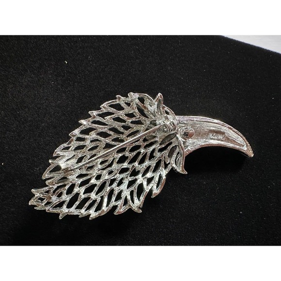 Vintage Signed CORO Silver Tone Large Textured Leaf ConeBrooch Pin SILVER TONE - Picture 7 of 11